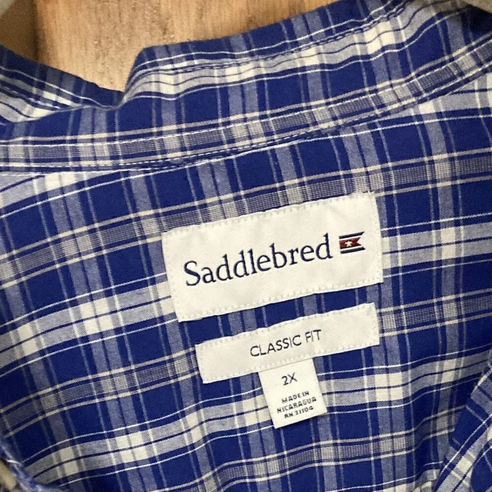 Saddlebred Classic Fit blue white stripe shirt sz 2X - Picture 2 of 2